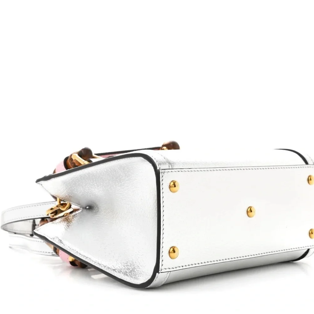 Gucci Silver Mini Bag with Bamboo Accent - Picture 9 of 10